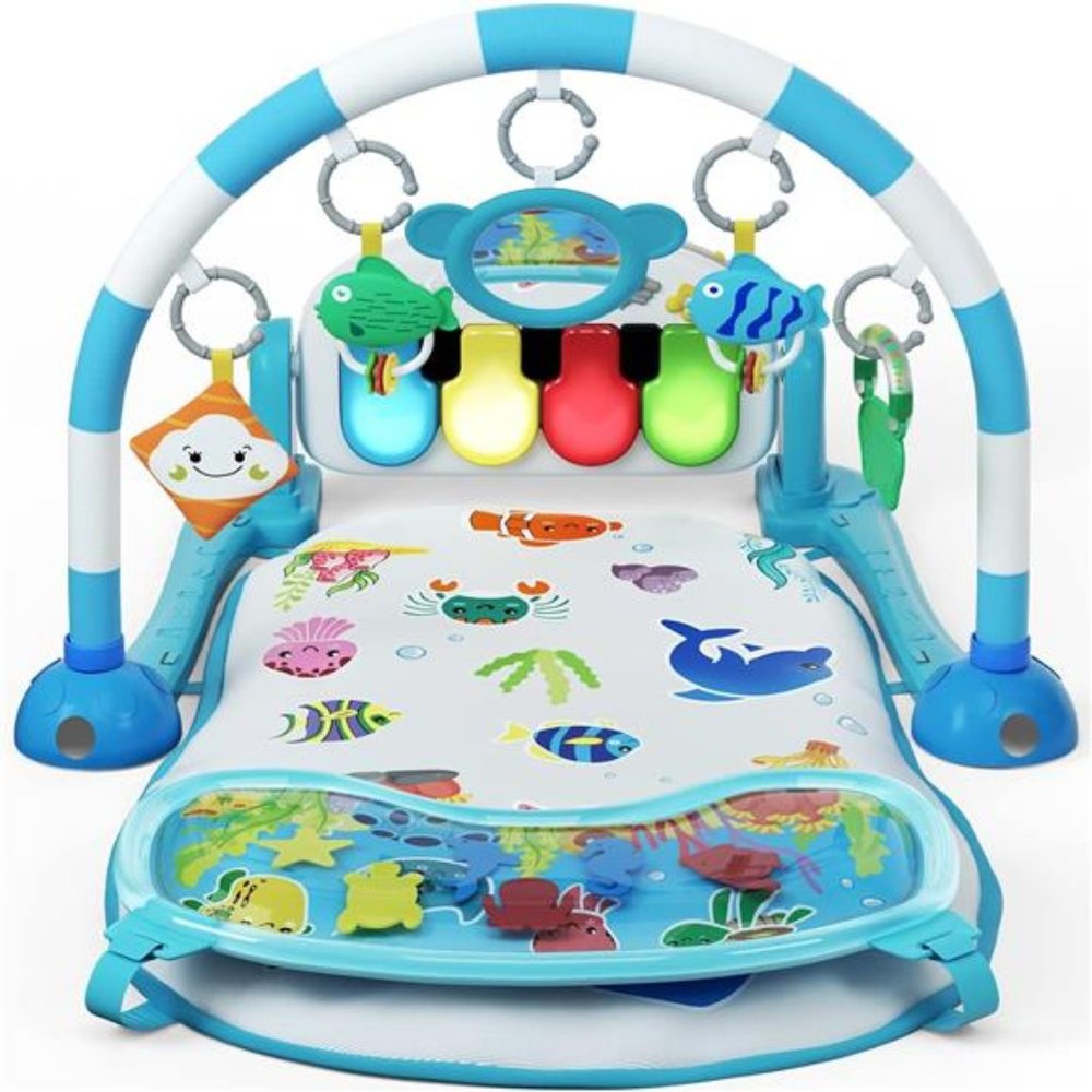 Baby Gym Play Mat, Kick and Play Piano Gym with Water Mat, Tummy Time Mat